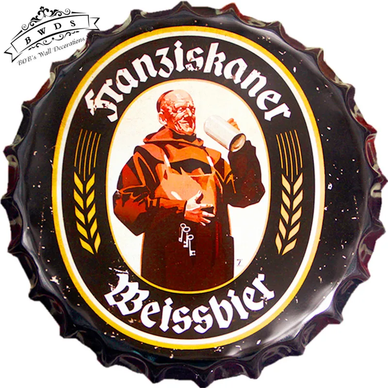 Round Tin Signs Beer Bottle Cap Franziskaner Weissbier Metal Best Bottle Cap Decorations Round Tin Signs Beer Bottle Cap Franziskaner Weissbier Metal Best Bottle Cap Decorations