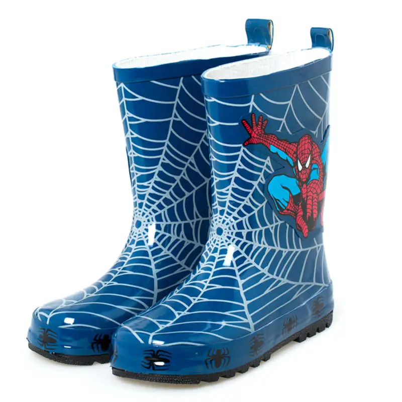 comprar 2018 Novo Disney Menino Azul Botas de Chuva de Borracha Crianças dos desenhos animados do Homem Aranha Anti skid sapatos tamanho 23 39