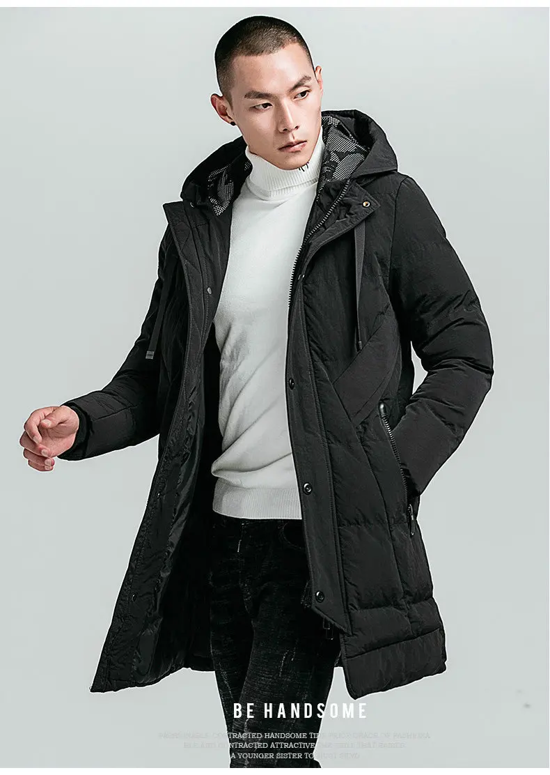 Winter Parka Men Thick Warm Long Men Winter Jacket Coat Casual Slim Hooded Male Overcoat