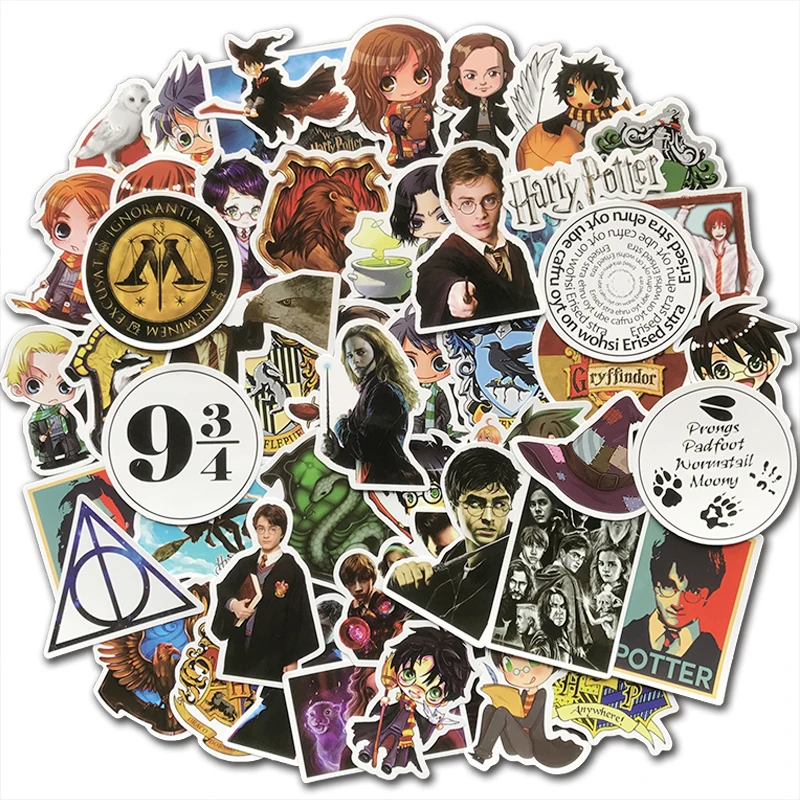 50Pcs/Lot Anime Cute Harry Potter Stickers Waterproof Funny Graffiti Decals Kids Sticker Pack Cool For Skateboard Luggage Laptop