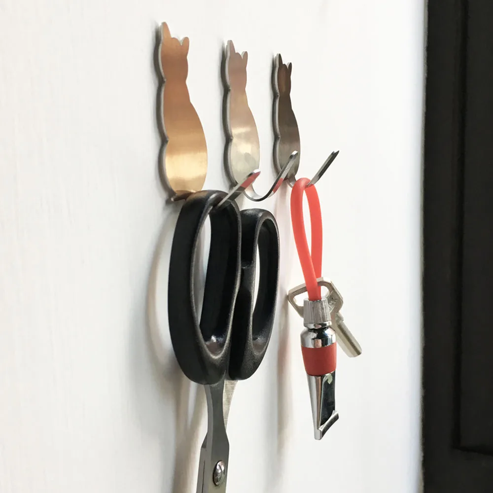 2 шт. самоклеющиеся крючки с рисунком кошки держатель для хранения для ванной кухни вешалка на стене подвесной дверной брелок вешалка для полотенец