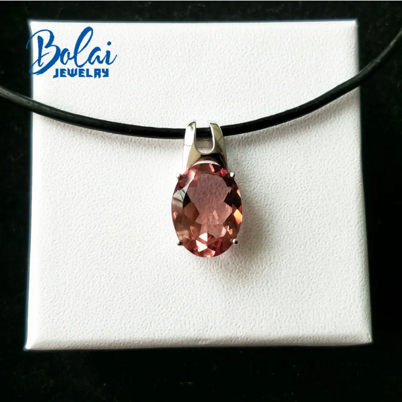 Bolaijewelry, 925 серебряная подвеска овальная 12*16 мм, создан драгоценный камень, элегантный дизайн, хорошее ювелирное изделие для женщин, повседневная одежда