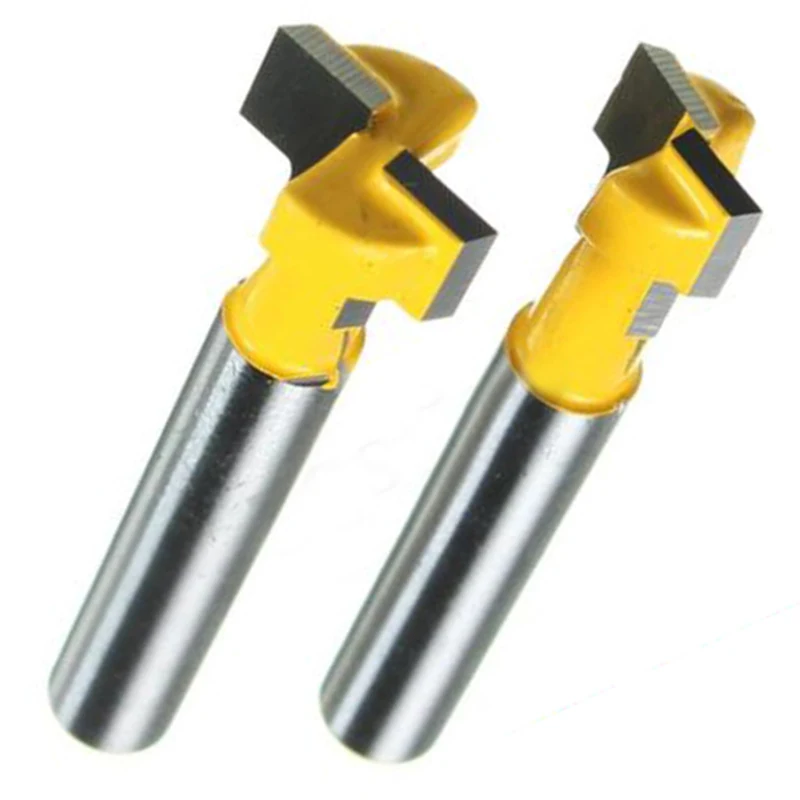 2Pcs 3/8'' & 1/2'' T Slot Cutter 1/4'' Shank Steel Handle Router Bits