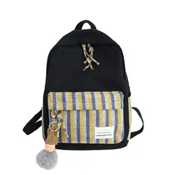Полоса рюкзак свежий холст школьная сумка для девочек-подростков в деревенском стиле посылка для Для женщин Легкий Джокер для отдыха или