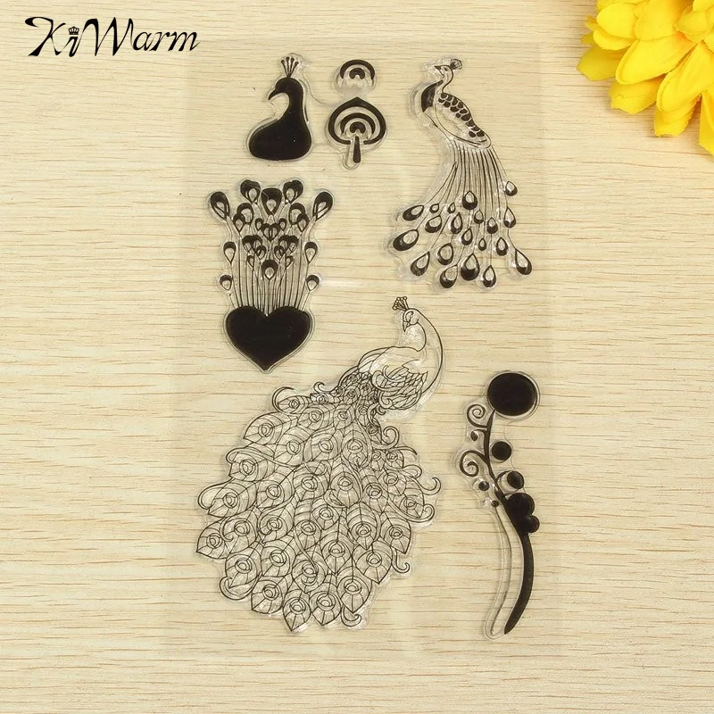 

KiWarm Peacock Animal Transparent Stamp for Handmade Scrapbook Hand Account Photo Album Diary Card Graffiti DIY Decoration Tool
