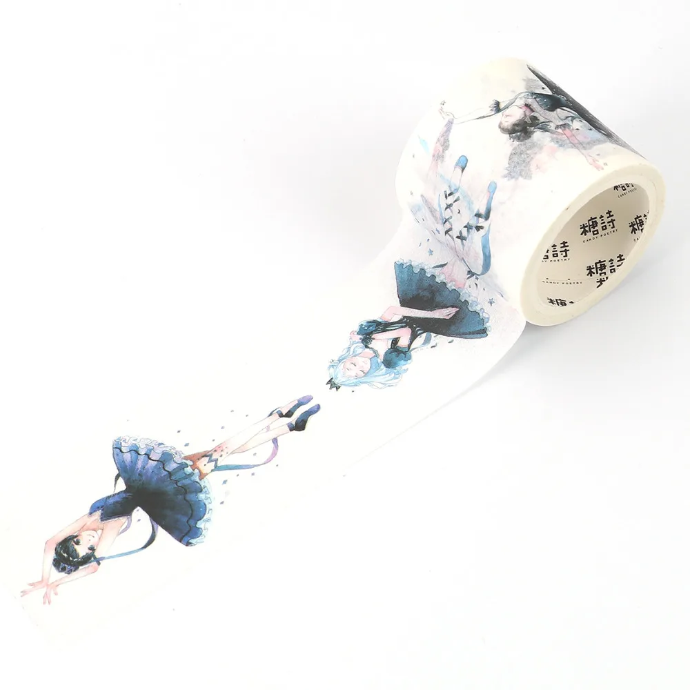 

Decorative Adhesive Tape sticker Decora Diy Scrapbooking Sticker Label Stationery Ballerina girl Golden feathers star pattern
