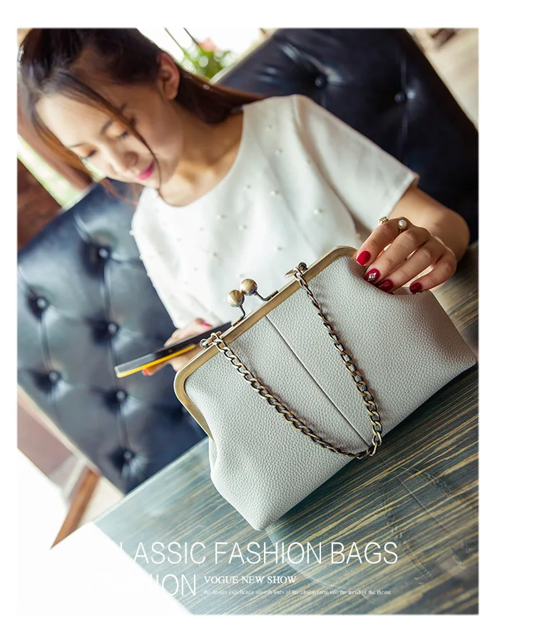 vintage pequena corrente crossbody sacos kiss lock