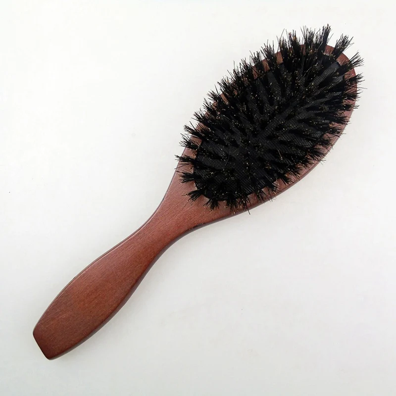 Natural Boar Bristle Hairbrush Massage Comb Anti-static Hair Scalp Paddle Brush Beech Wooden Handle Hair Brush Styling Tool