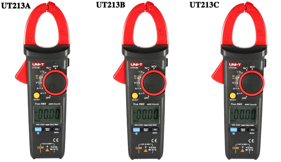 UNI-T UT213A/UT213B/UT213C 400A цифровые клещи; сопротивление/Емкость/частота/температура/NCV/диод тест