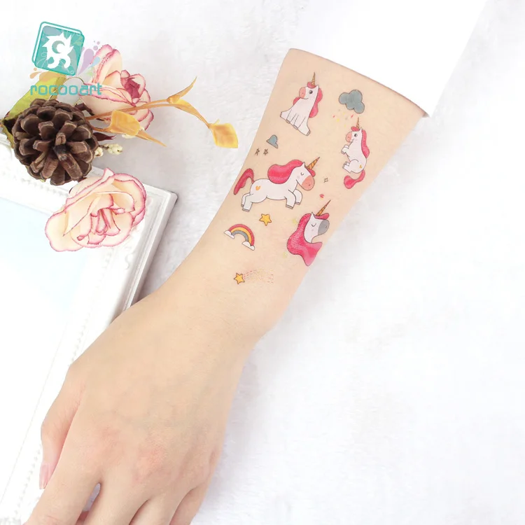 EC47-670 New Cartoon Cute Kids Children Animal Unicorn Horse Temporary Tattoo Sticker Body Art Fake Flash Taty Tatoo