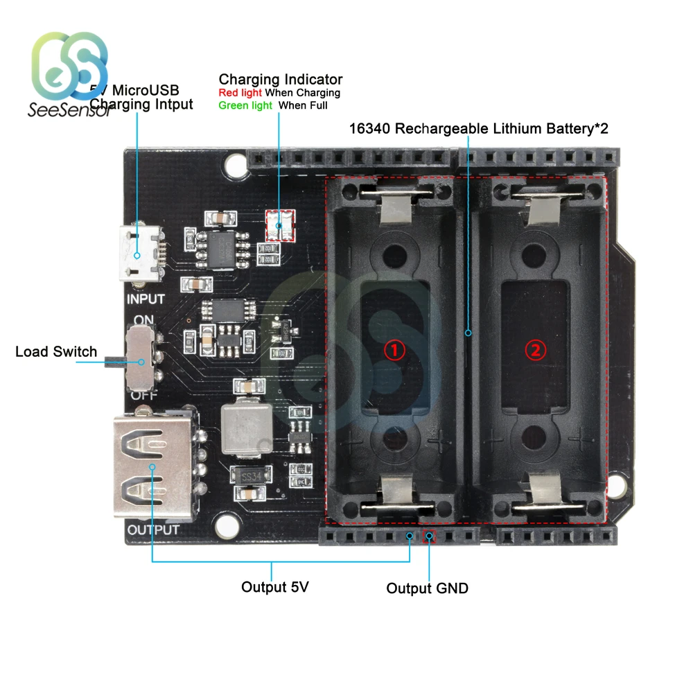 ESP8266 ESP32 Двойной 16340 литиевая батарея зарядное устройство щит USB мобильный Банк питания держатель батареи зарядное устройство плата модуль для Arduino