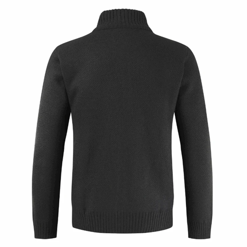 Man Autumn Winter Clothing M-3XL Plus Size Zipper Knitted Sweaters Male Long Sleeve Stand Collar Cardigan Jacket Coat Outwear