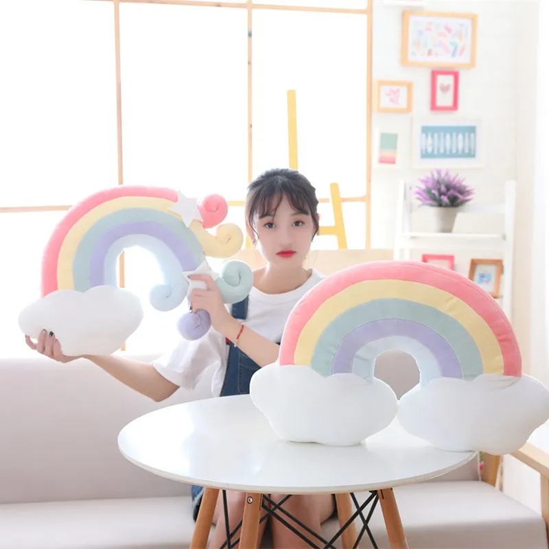 

2019 Star Moon Rainbow Baby Pillow Newborn baby Room Decor Bedding Crib Decoration Infantil Pillow Doll Nordic Cushion INS
