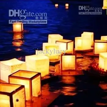 

13*13 cm Floating Water Chinese Wishing Lanterns Paper Candle Lucky Light Lamp for Wedding Party Supplies Free Shipping
