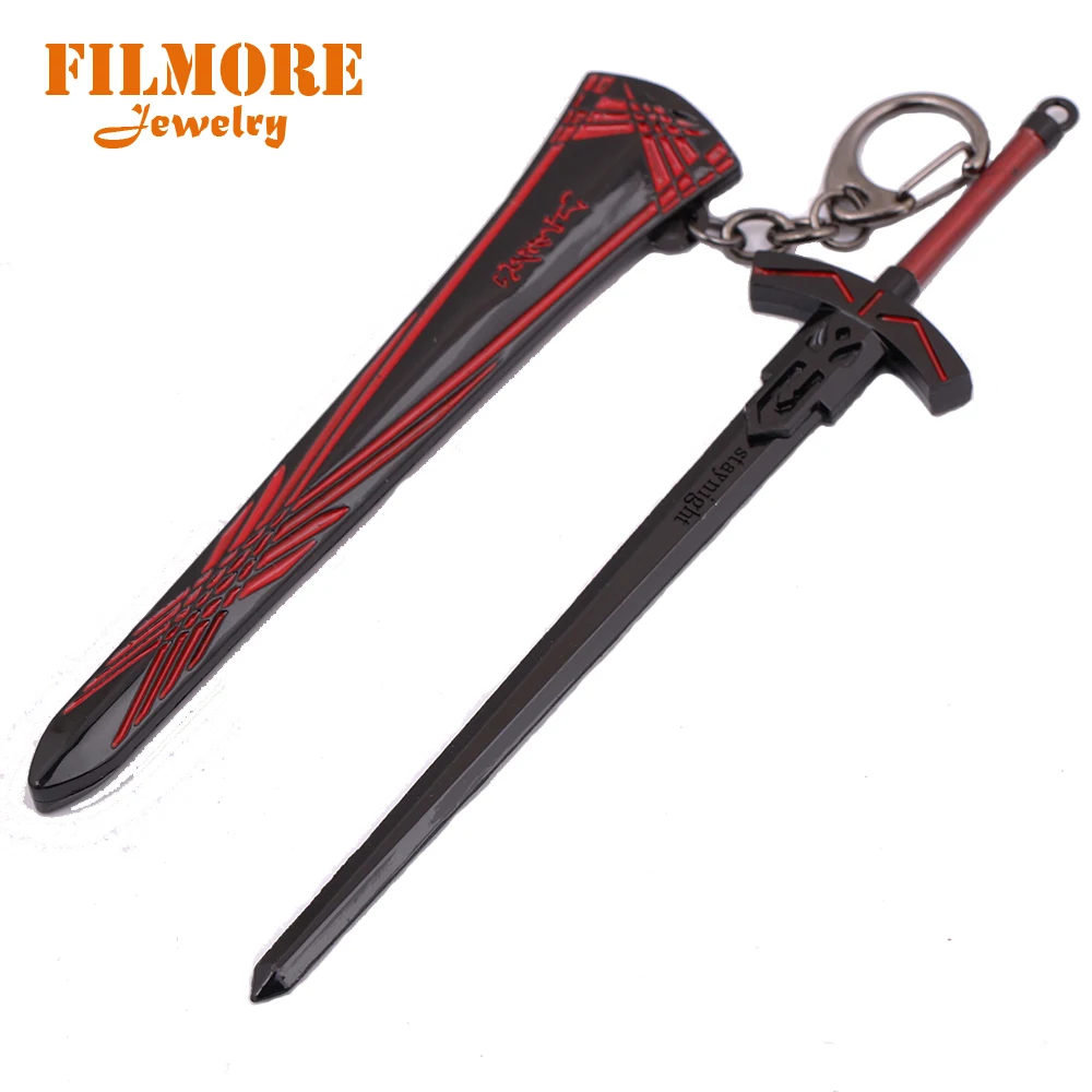 

17cm Anime Fate/stay Night Black-oxide Excalibur Weapon Key Chain Keyring Cosplay Model Props Key Holder Charm Gift Drop-ship