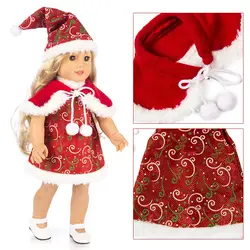 18 дюймов платье для девушки куклы для куклы платье куклы подходит для 38 см 40 см кукла рождественское платье шляпа кукла аксессуары