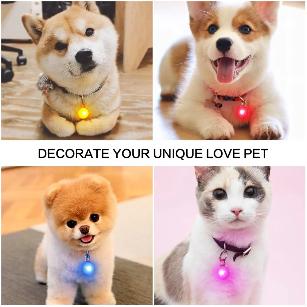 

LED Pet Night Safety lamp Dog Cat Collars Glowing Flashing Pendant Indicator light leads lighting Keychain In Dark Decoration