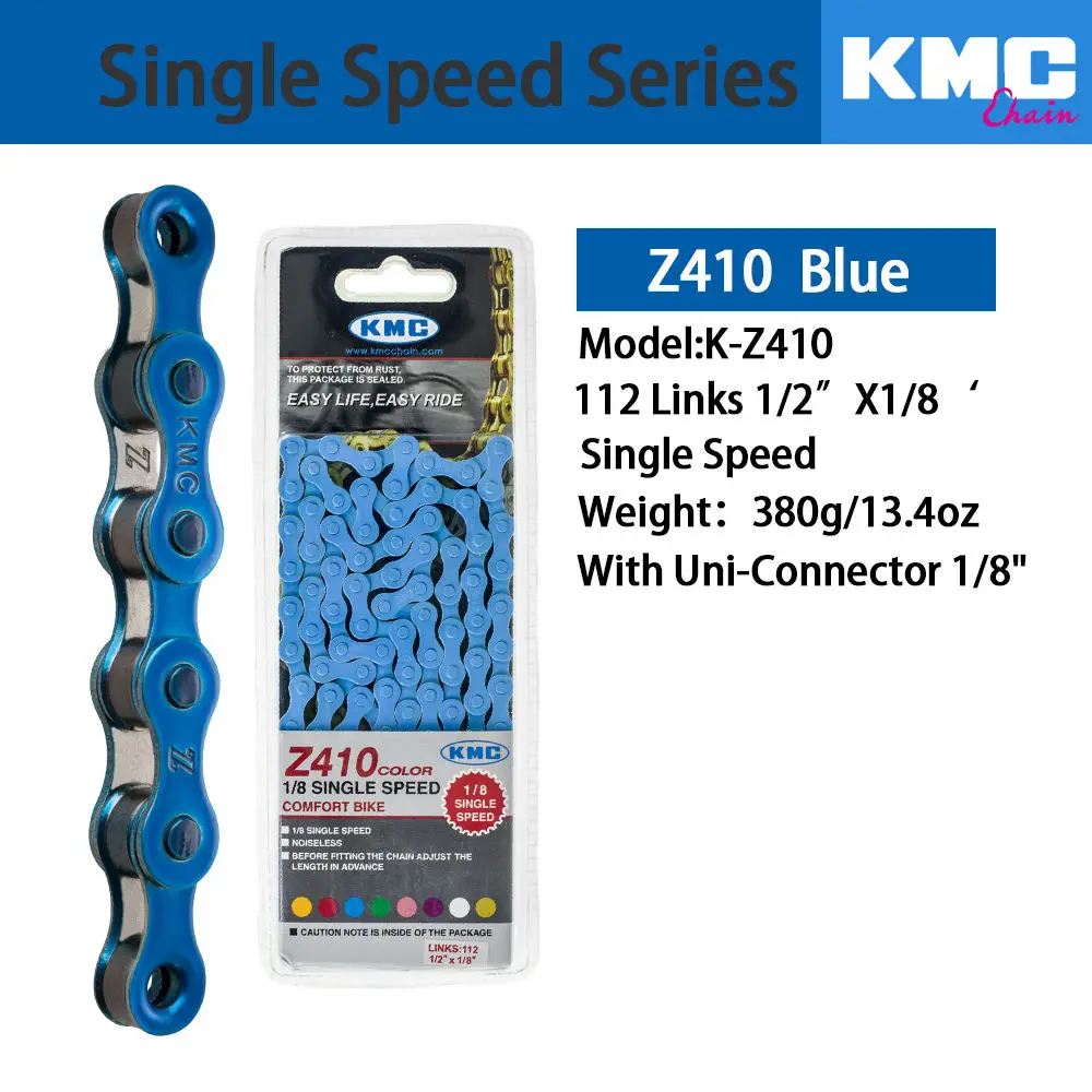 Perfect KMC Z410 1/8 Single Speed Chain Fixed Gear bicycle Chain 112L Urban Leisure Bike Folding Bike Chain Multi-Color  Bike Chain 390g 2