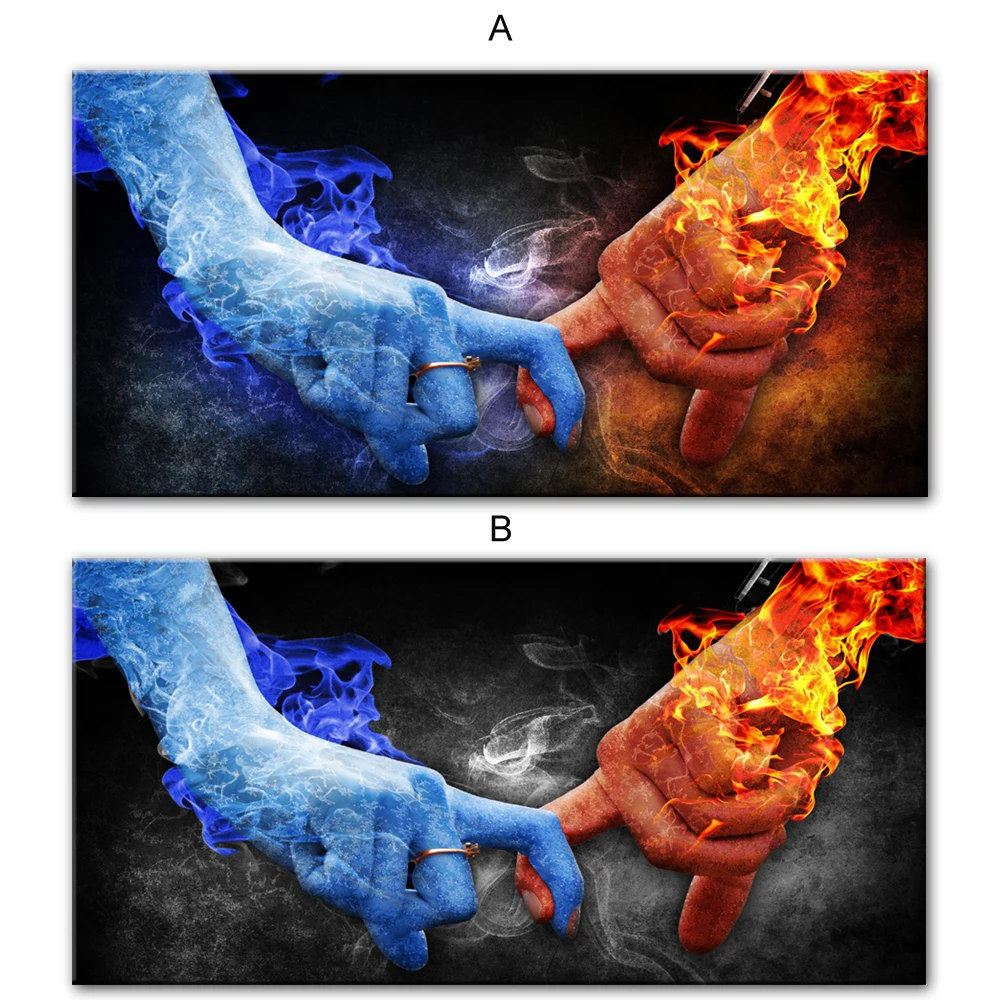 Современные картины на холсте с изображением Льда и Огня, Современные поп-граффити, художественные принты, плакаты и принты, абстрактные настенные картины для влюбленных, Куадрос