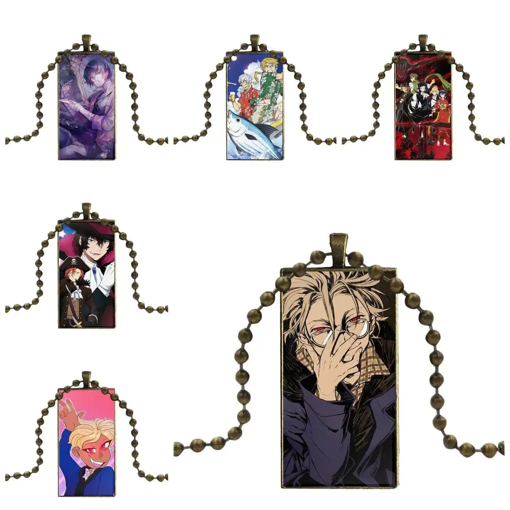 

Glass Cabochon Choker Pendant Rectangle Necklace Bronze Color Jewelry For Women Kids 2019 Japan Bungou Stray Dogs