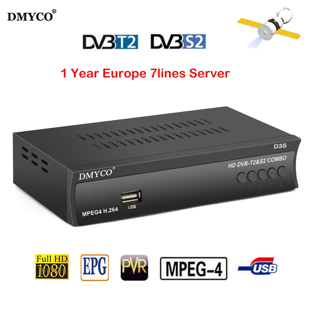 

HD Digital DVB-T2 DVB-S2 Satellite TV Receiver Full 1080P H.264/MPEG-4 FTA Terrestrial DVB T2+S2 Combo TV TUNER+ Europe 7 Cable