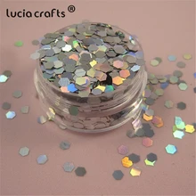 Lucia crafts Multi option 20 г серебро Hexgon хлопья Радужная чашка блесток для дома свадебные конфетти украшения D0101