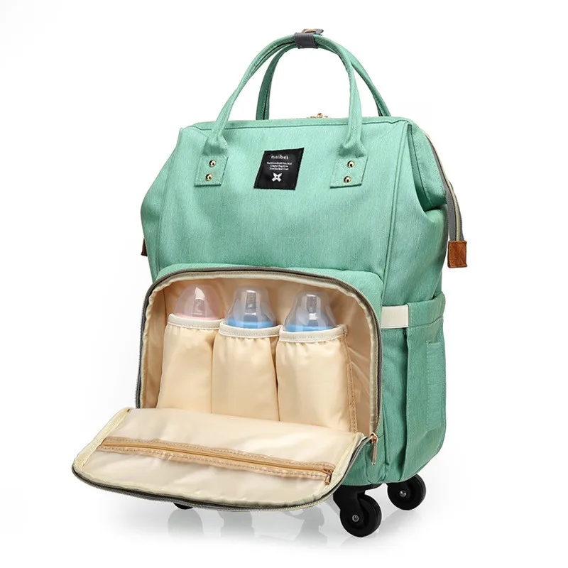 Korean Trolley Case Style Lever Wheel Mummy Travel Bags With Password Lock Baby Outdoor Play Package Manufacturers Wholesale11