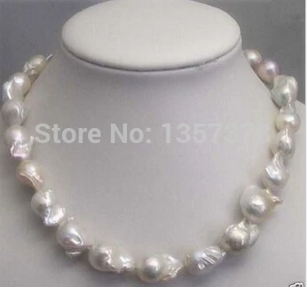 

hot sell- N430 SOUTH SEA WHITE BAROQUE PEARL NECKLACE 18" -Top quality free shipping