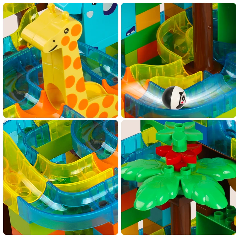 Marble Race Run DIY Track Ball Building Blocks Plastic Funnel Slide Compatible with Legoingly Duploe Bricks Toys for Children