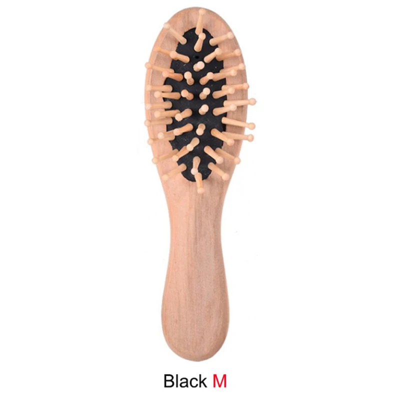 Деревянная щетка для волос для улучшения роста волос деревянная расческа для предотвращения выпадения волос черная расческа деревянная расческа зубья 3 вида размер вариант D40 - Цвет: Black M