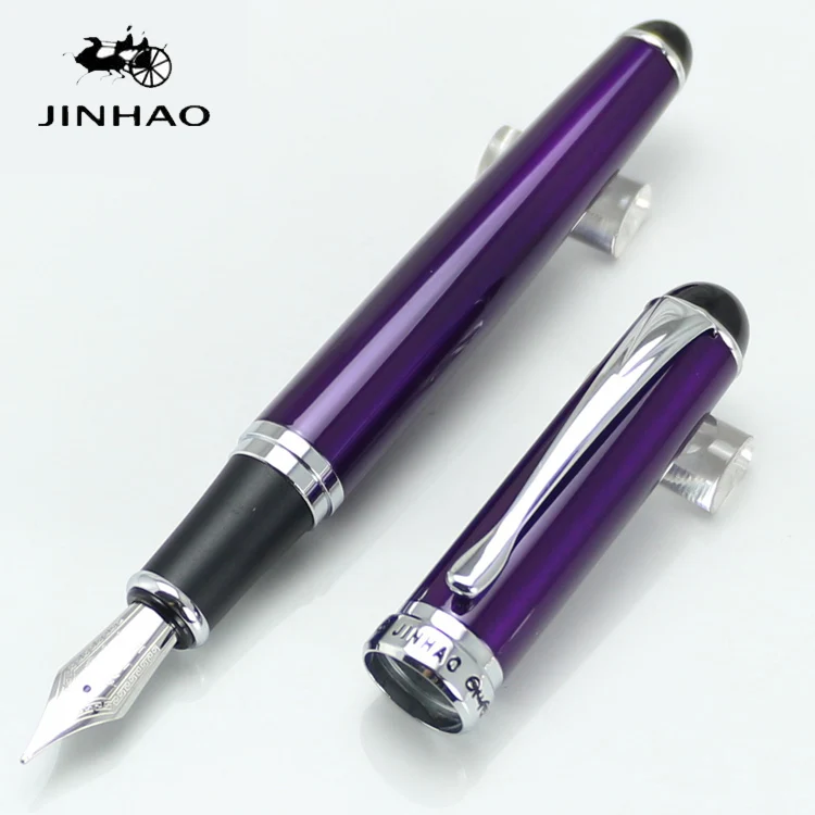 

JINHAO 750 Pen Business & Writing Supplies Purple and silver Braod Nib lady/gentleman gift Fountain Pen Without Pen Case