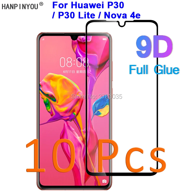 10 Pcs/Lot For Huawei P30 / P30 Lite / Nova 4e 5D 6D 9D Full Glue Cover