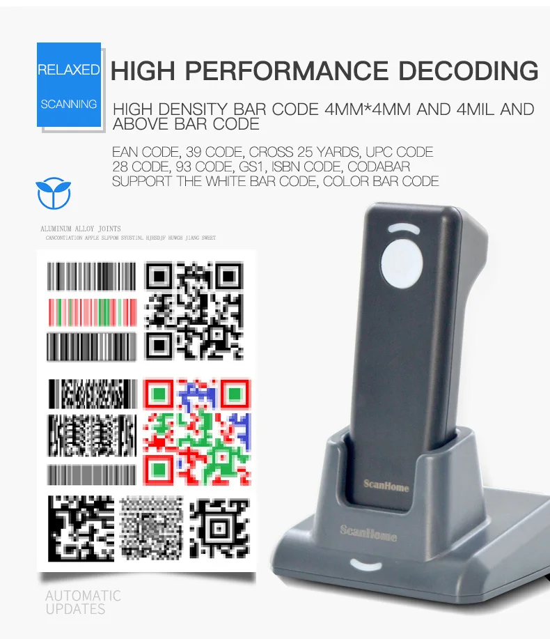 Scanhome sem Fio Base de Carregamento sem Fio Rs232 sem Fio Barcod Scanner 433 hz Sh-4000 1d 2d Usb 6 base de carregamento sem fio usb rs232 sem fio 433 hz sh-4000