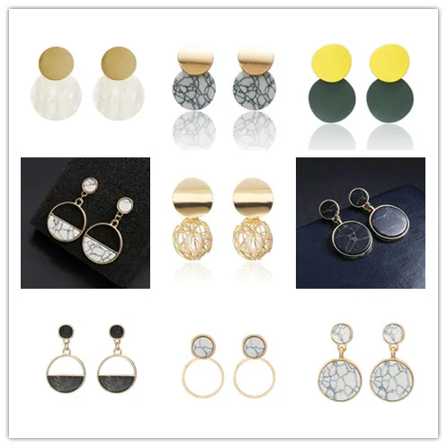 Minimalist Jewelry Stone Geometric Earrings Simple Design Round Circle Earrings Silver Gold Korean Drop Earrings Brincos Minimalist Jewelry Stone Geometric Earrings Simple Design Round Circle Earrings Silver Gold Korean Drop Earrings Brincos