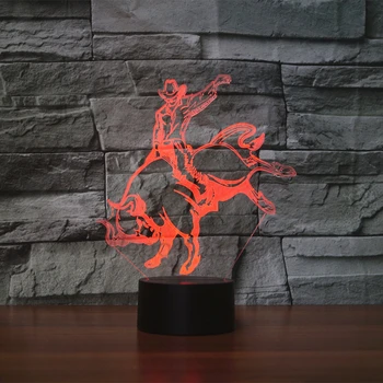 

Acrylic 3D LED Light Creative Atmosphere Table Lamp Spanish Bullfight 7 color Changing Touch Switch Gradient Visual Night Lamp