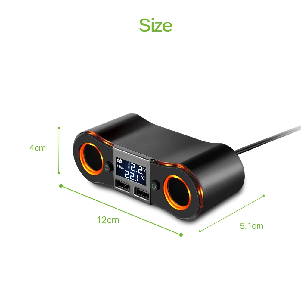 Powstro 3.5A Dual USB Автомобильное зарядное устройство для iPhone для samsung Xiaomi светодиодный дисплей Розетка для автомобильного прикуривателя Разветвитель адаптер питания