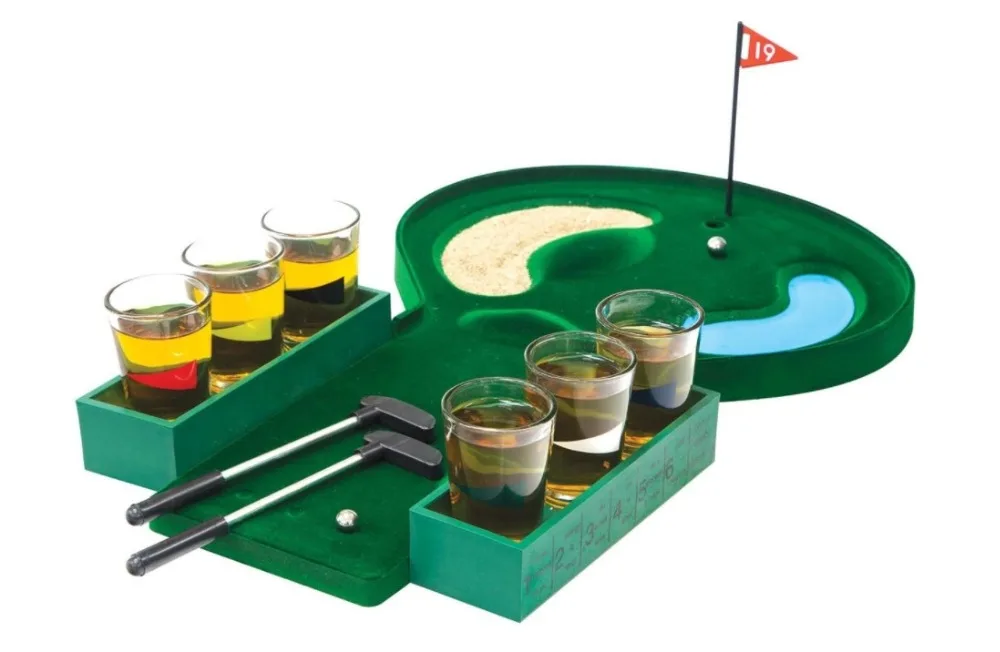 

Free shipping Room of Fun Shot Glass Collection (Mini Golf Party Game with 6-1.5 Oz Shot Glasses) golf drinking game