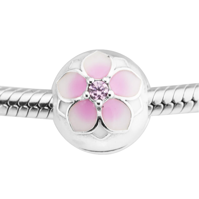 

Fits Brand Bracelets Silver 925 Jewelry Original Beads for Jewelry Making Magnolia Bloom Clip Bead Charms Kralen PERLES C030