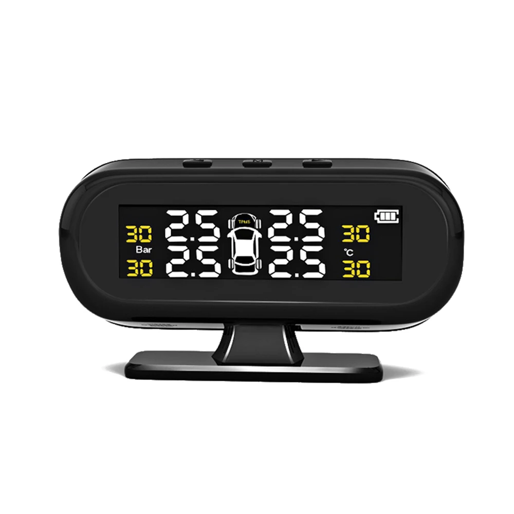 

4 Sensors TPMS Car Tire Pressure Alarm Monitor System Display Intelligent Temperature Warning Fuel Save Solar charging usb DY348