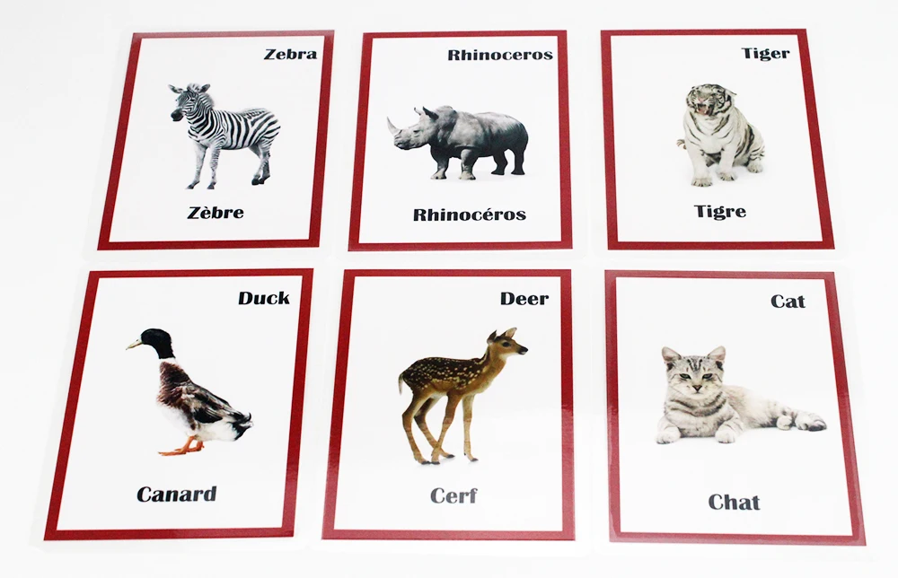Jogos de Quebra-cabeças para Crianças Montessori Francês Inglês Palavra Animais Aprendizagem Cartão Flashcards Juguetes Educativos Bebê Brinquedo - 12 Computers & Electronics