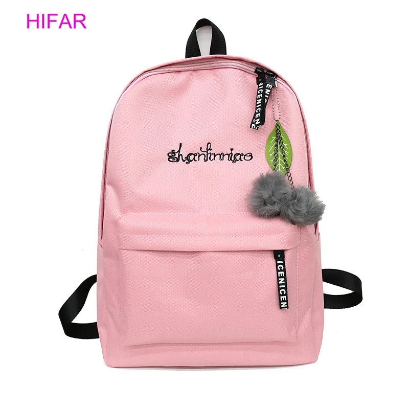 HIFAR женский рюкзак для школы подростков девочек кавайная сумка 2019 книжная сумка тканевый женский рюкзак с меховым шариком