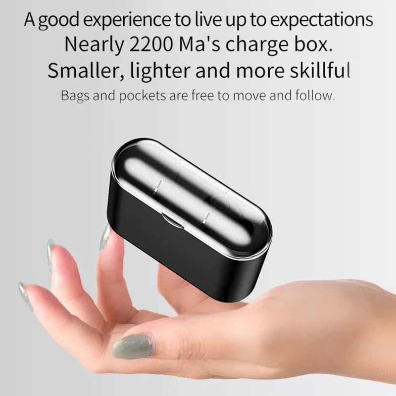 

TWS Wireless Bluetooth Headset CVC 8.0 Noise Cancelling Earphone with 2200mAh Power Bank for iOS Android Phone Charging