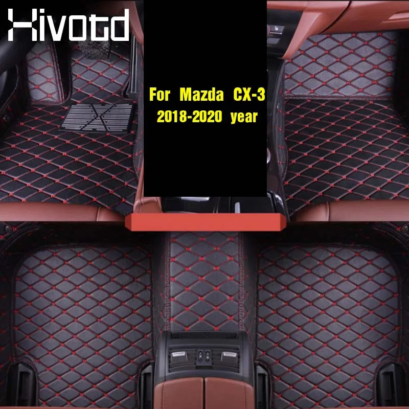 

Hivotd For Mazda CX-3 CX3 car interior Leather floor Carpets mats waterproof rugs pad car-styling trim Accessories 2018 2019