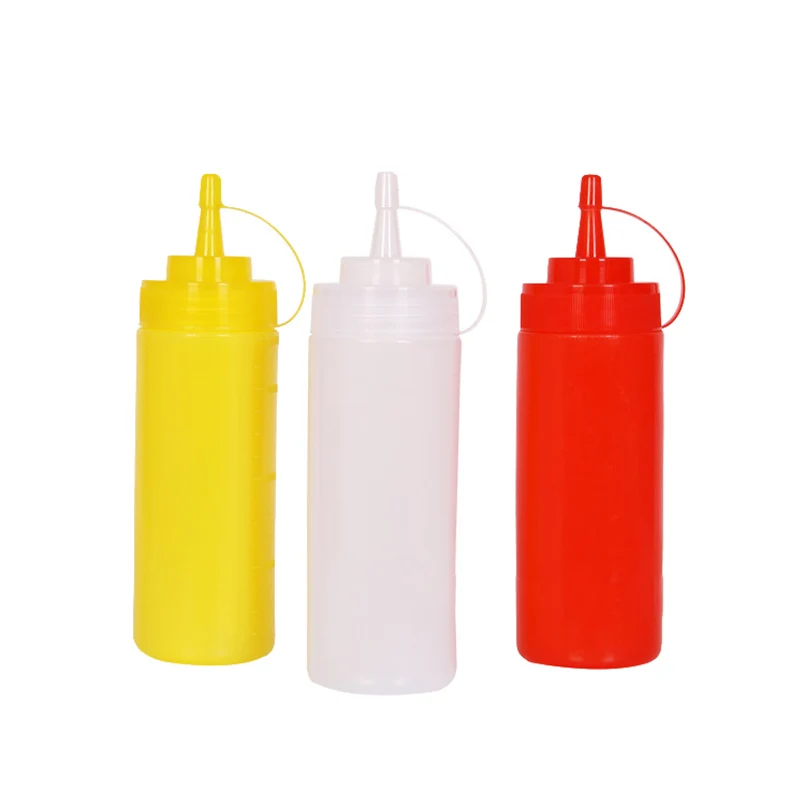 

24oz Plastic Squeeze Bottle Pulp Condiment Bottles with Twist Cap Ketchup Mustcard Jam Dispenser Kitchen Salad Dressing Tools