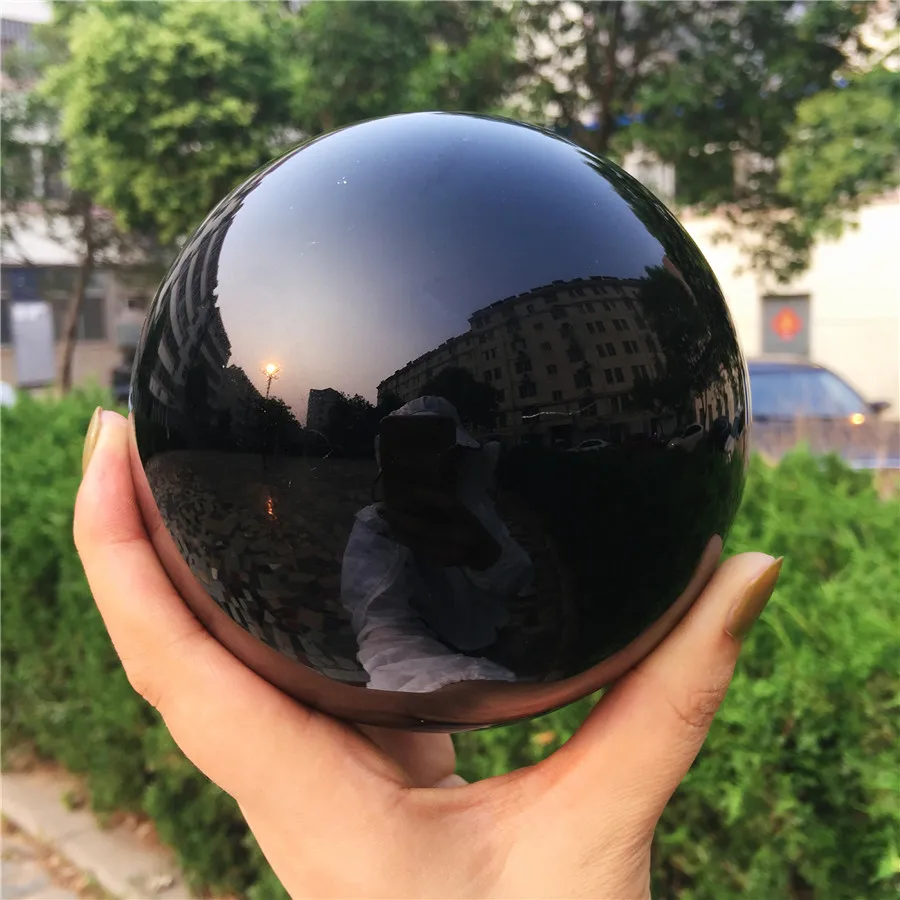 Большой натуральный черный обсидиан Сфера Большой Хрустальный шар Целебный Камень 10 см