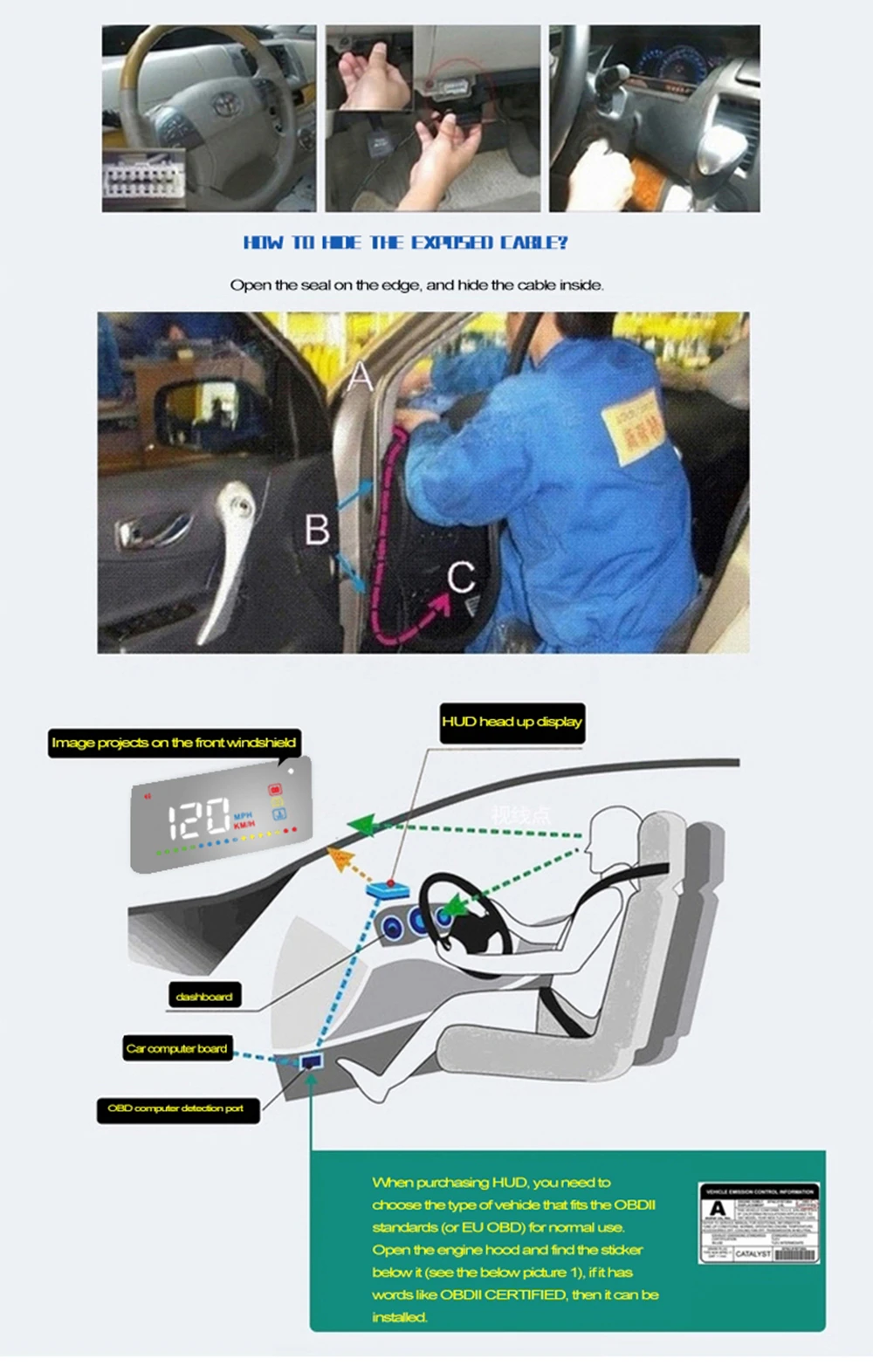 OBD2 Head Up display Универсальный Автомобильный проектор скорости на лобовое стекло проекция HUD Авто A200 Цифровые автомобильные принадлежности для спидометра