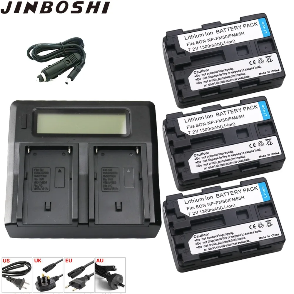 3 шт. NP FM50 NPFM50 батарея и LCD двойное зарядное устройство для Sony FM51 FM30 FM55H DCR PC101 серии