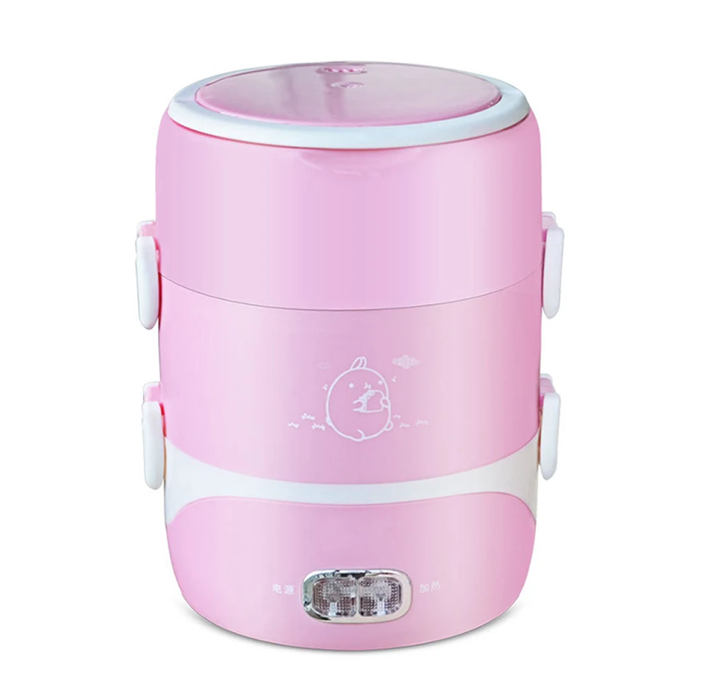 Электрическое отопление bento коробка для пикника Ланч шкаф держать wram еда контейнер Мини плита для школы ofce дома MJ2012 - Цвет: Розовый