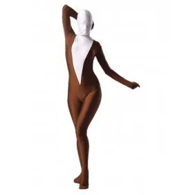 

(A5-018)Coffe And White Lycra Spandex Costume Unisex Fetish Zentai Suits