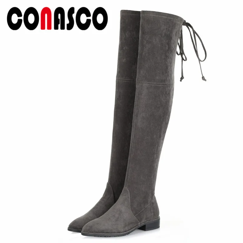 

CONASCO Ladies Slim Long High Boots For Women Over The Knee High Motorcycle Boots Stretch Shoes Sexy Party Wedding Shoes Woman